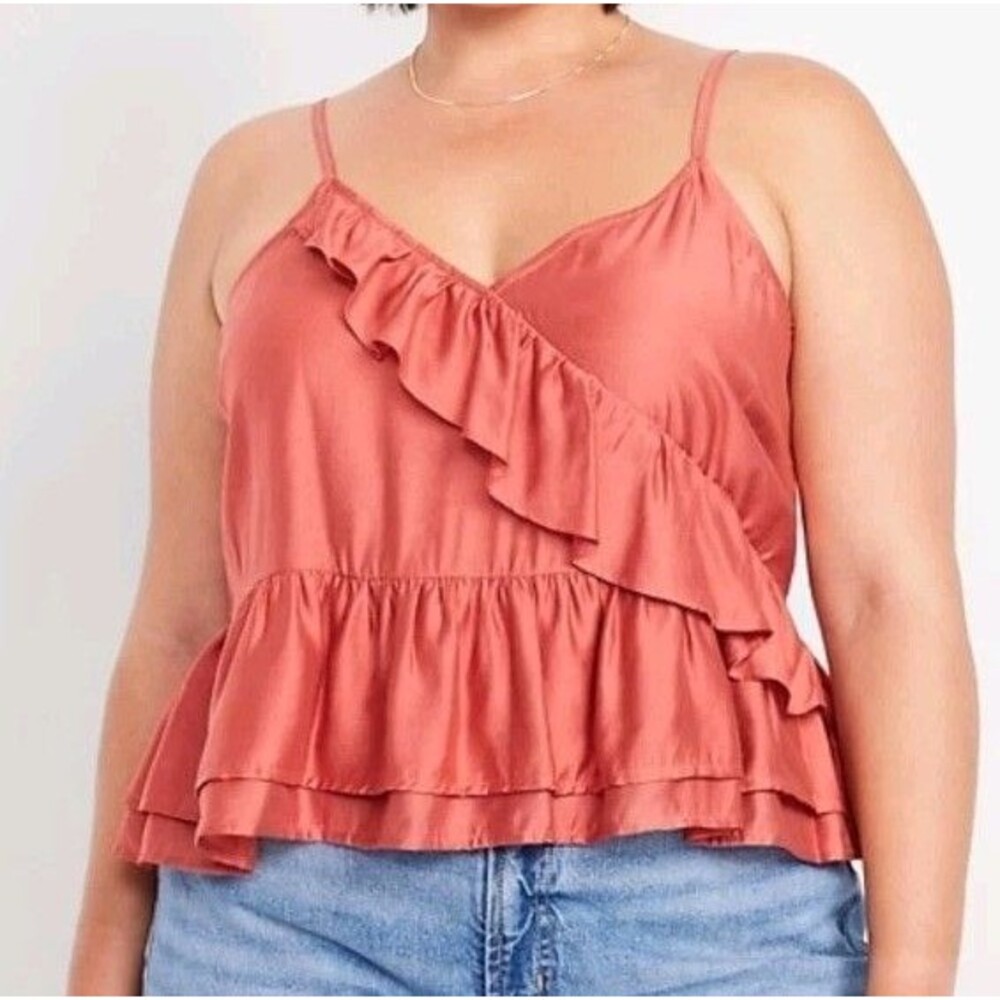 NWT Women's Old Navy Ruffle Cami Top Size XL TALL Red Basil